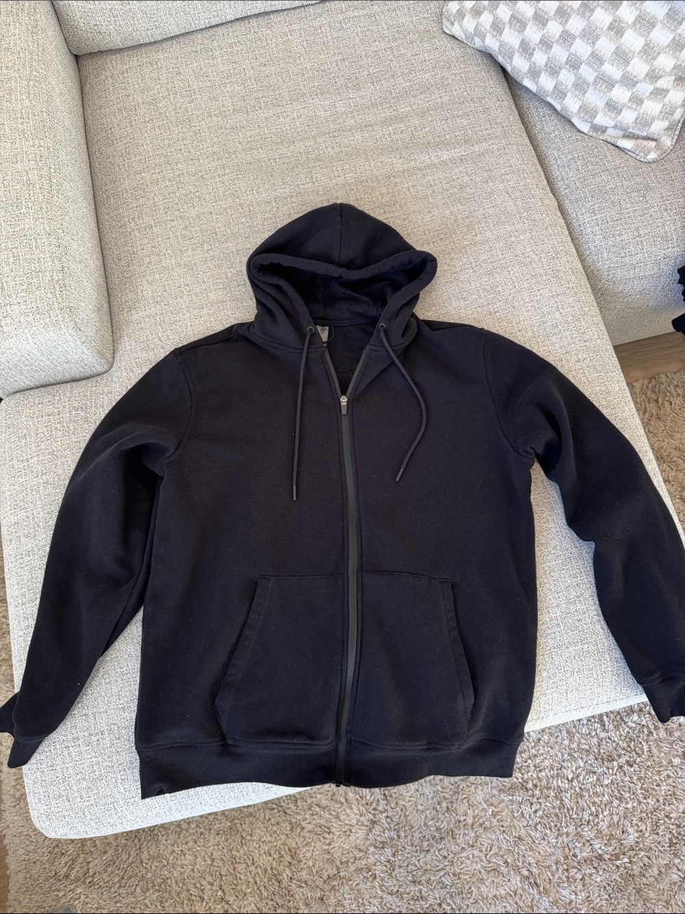 Men's Black Full-Zip Hooded Sweater